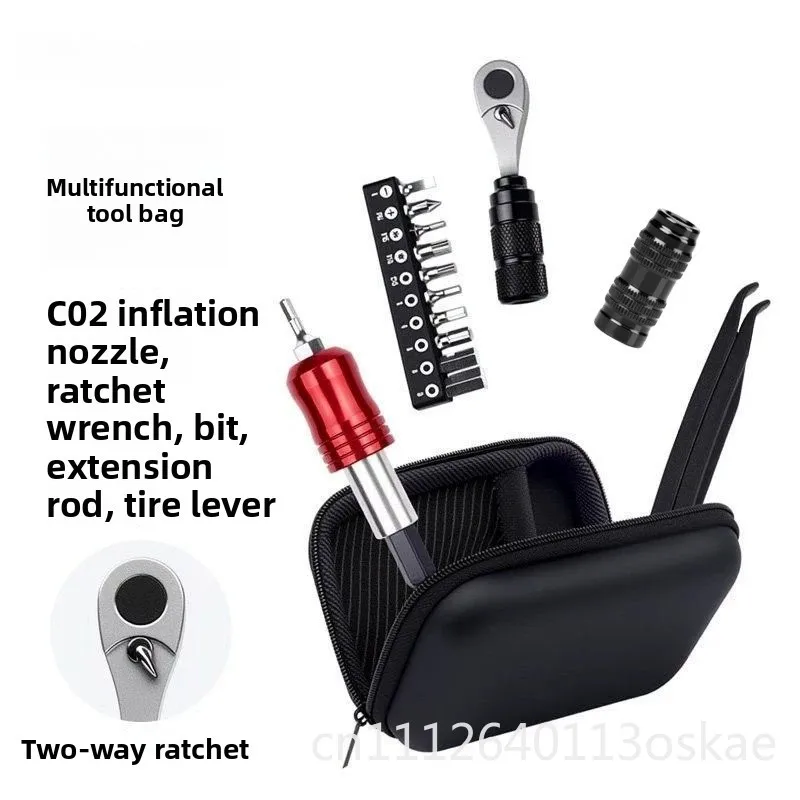 Bicycle road car tire repair special screwdriver set ratchet wrench portable kit