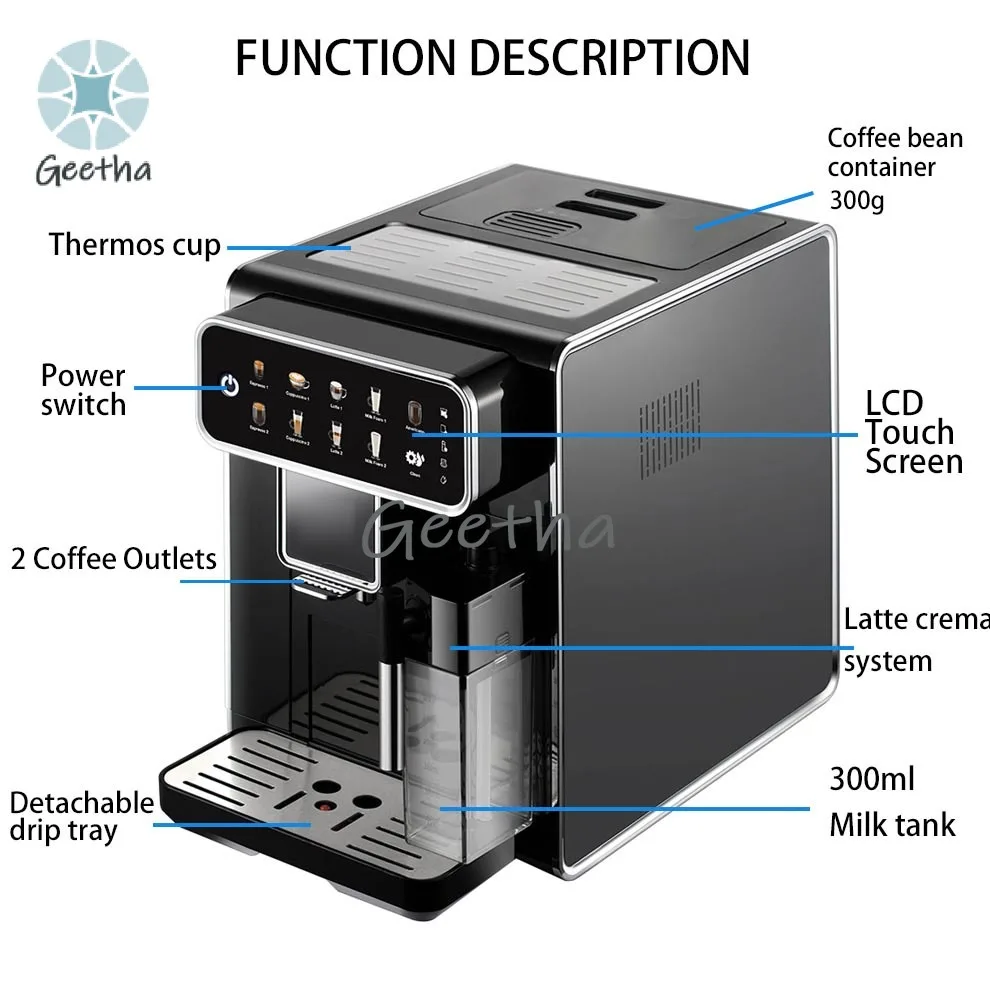 Touch Screen Cafetera Profesional Expreso Profesional Electric Automatic Espresso Coffee Machine