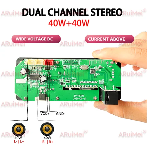 Imagen 2 del producto Placa decodificadora de MP3 Bluetooth de 80W, amplificador de Audio de 2x40W y 80W, reproductor de MP3 DIY de 12V, módulo de Radio FM para coche, TF, micrófono USB, grabación de llamadas