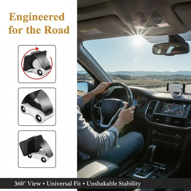 

360° Rotating Car Mount Holder Self-adhesive Strong Phone Bracket Universal Dashboard Stand for and Video Scenarios