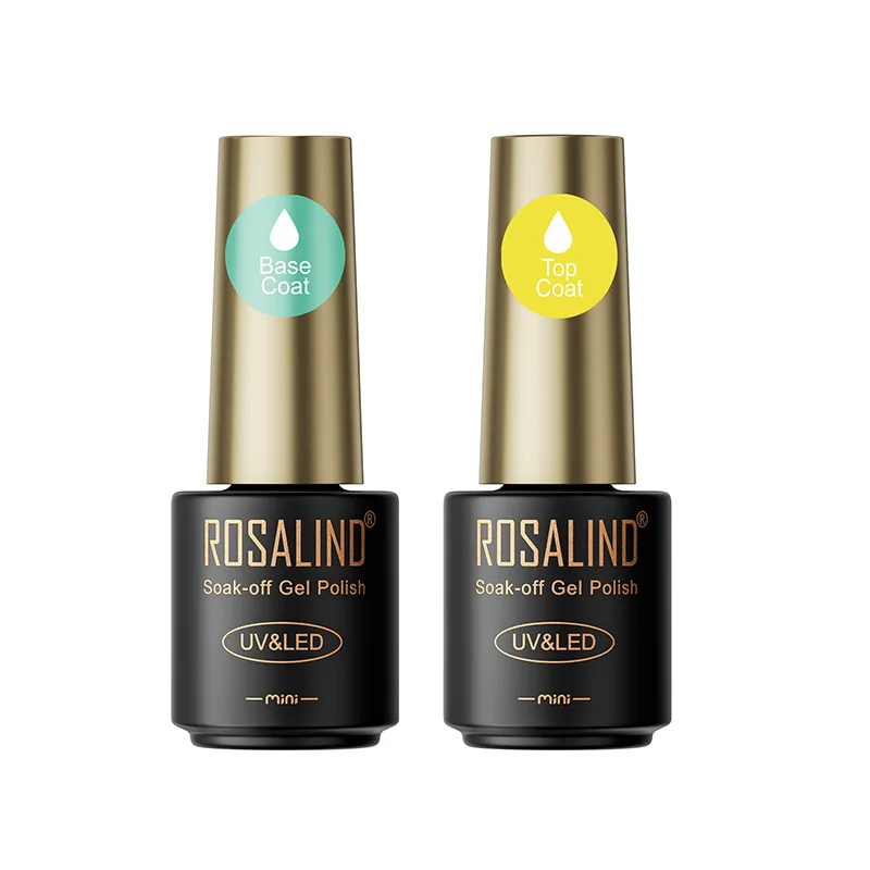 ROSALIND Base 2 in 1 Top Coat Adesivo funzionale Crepa Effetto gel Nail art a lunga durata Lampada UV/LED richiesta per la bellezza delle unghie