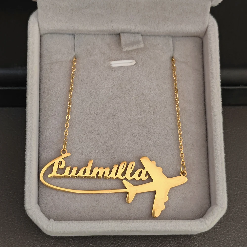 شخصية مخصصة طائرة مجوهرات عصرية الحد الأدنى قلادة قلادة الفولاذ المقاوم للصدأ هدية مثالية هدية عيد الأم