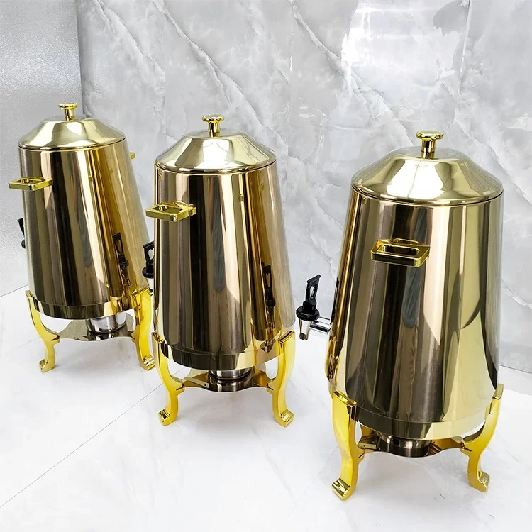 Buffet Commercial Retail 13L Hot Water Dispenser Tea Thermos Milk Water Dispenser Gold Copper Stainless Steel Coffee Pot