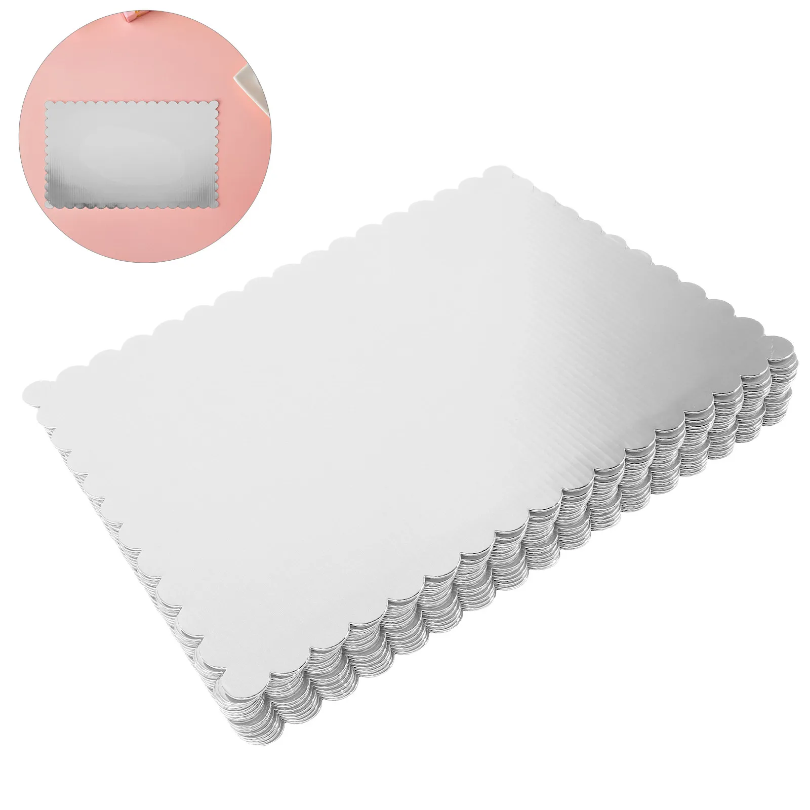 20Pcs 10x14in Rectangle Cake Base with Elegant Scalloped Edge Heavy Duty Corrugated Cardboard Board for Cake Transport