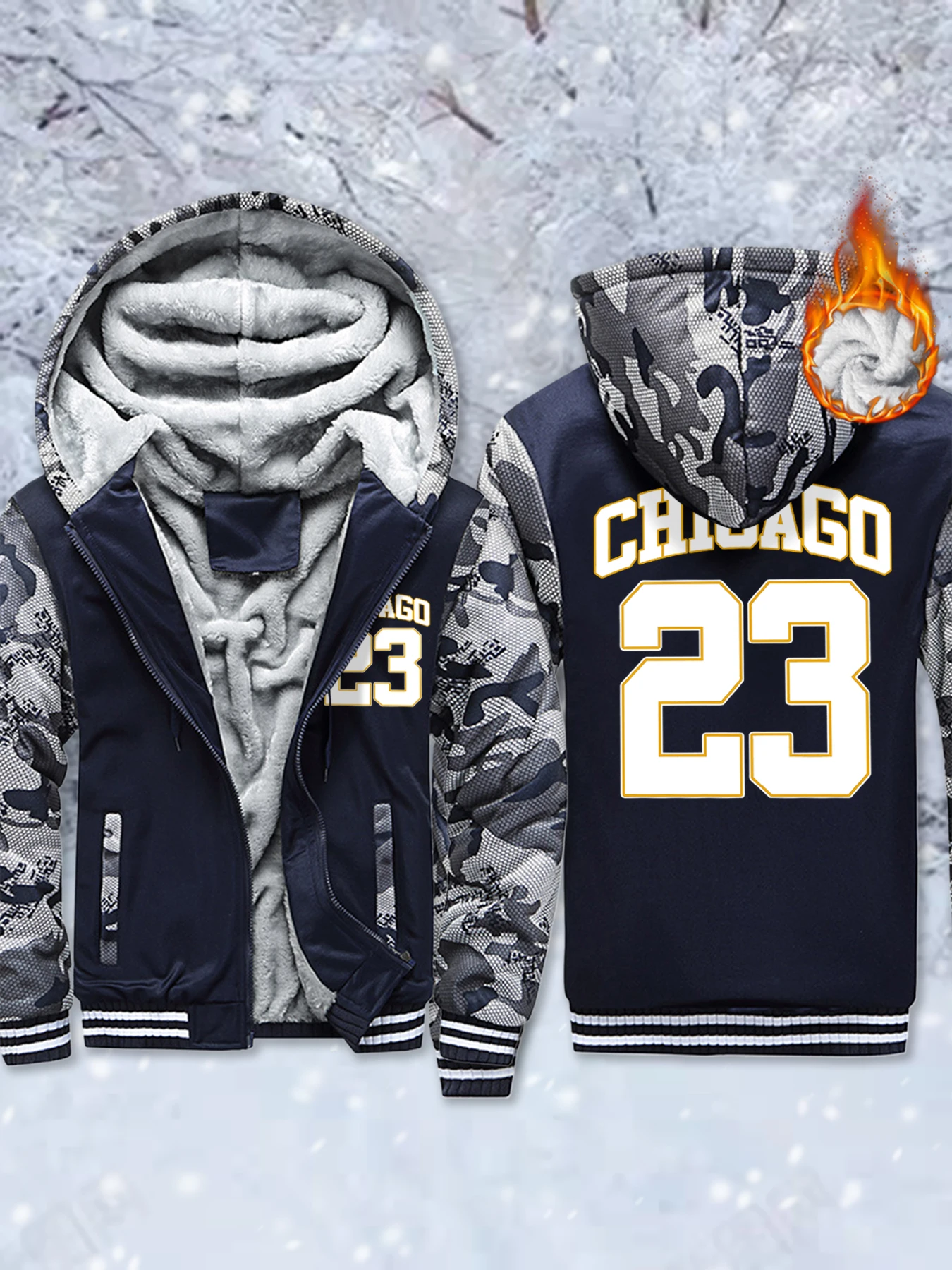 

Теплые флисовые куртки с принтом Chicago No 23, мужская базовая удобная спортивная одежда, верхняя одежда на молнии с карманами, утепленное зимнее пальто, повседневный топ