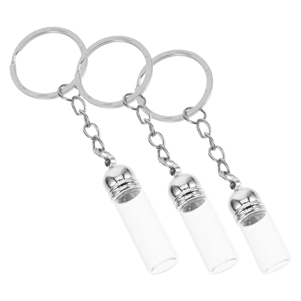 3 Pcs Essential Oil Bottling Keychain Bottle Tiny Glass Jars Dispenser Rings Conditioner Small Vials Pendant Wish Bottles