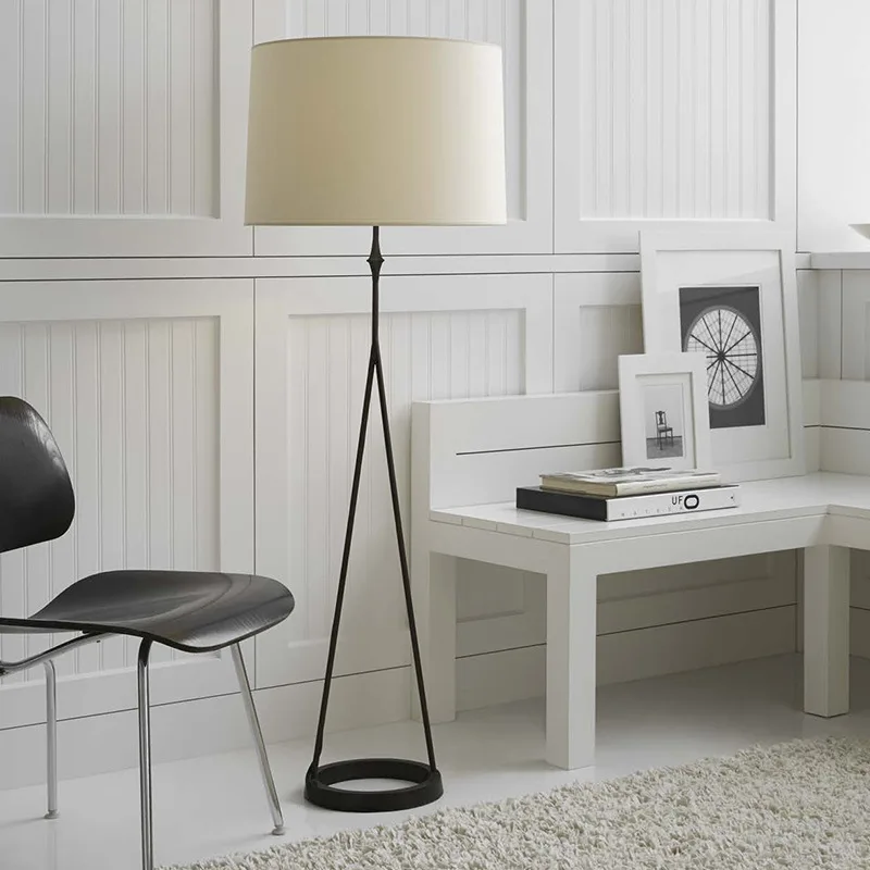 Textile Crafts Lampshade LED Floor Lamps Minimalist Villa Living Room Sofa Background Decoration Illumination Indoor Stand Light