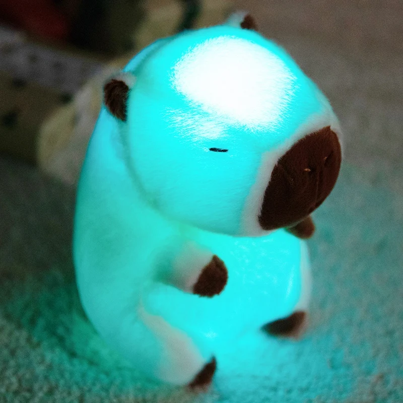 24 ซม.Light up Capybara ตุ๊กตาสัตว์ Soft Plush ของเล่นที่มีสีสัน LED Night Light Capybara ของเล่นเด็กวันหยุดเด็กของขวัญวันเกิด