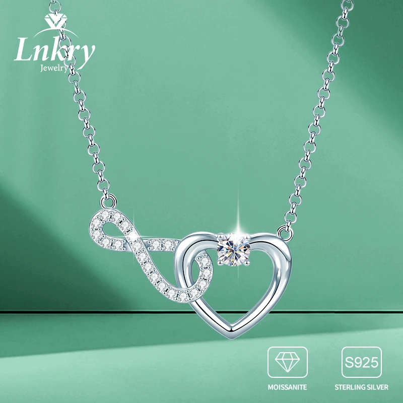 

Ожерелье Lnkry с муассанитом «Бесконечность», изысканное ожерелье из стерлингового серебра 925 пробы в форме сердца для пар, подарок на день Святого Валентина