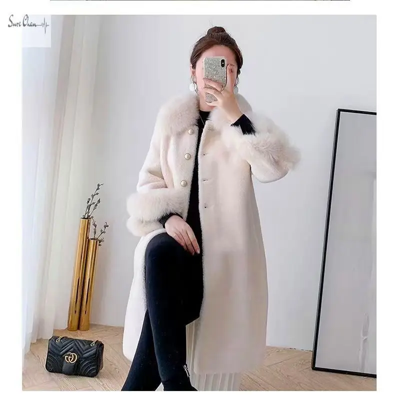

Faux Mink Fur Coat for Women,Covered Button Jackets,Hooded Overcoat,Female Clothes,Thicken Warm,New, Winter,2025