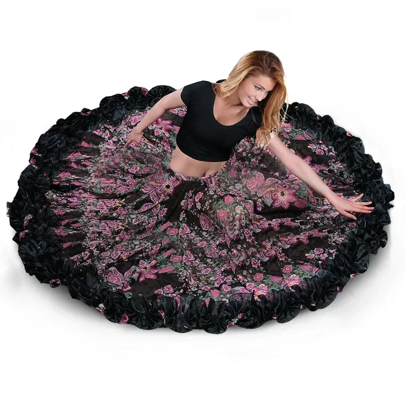 Dança do Ventre Longa Saia De Chiffon, Tribal Boêmia Cigana, Flamenco Saia ATS, 25 Jardas, 720