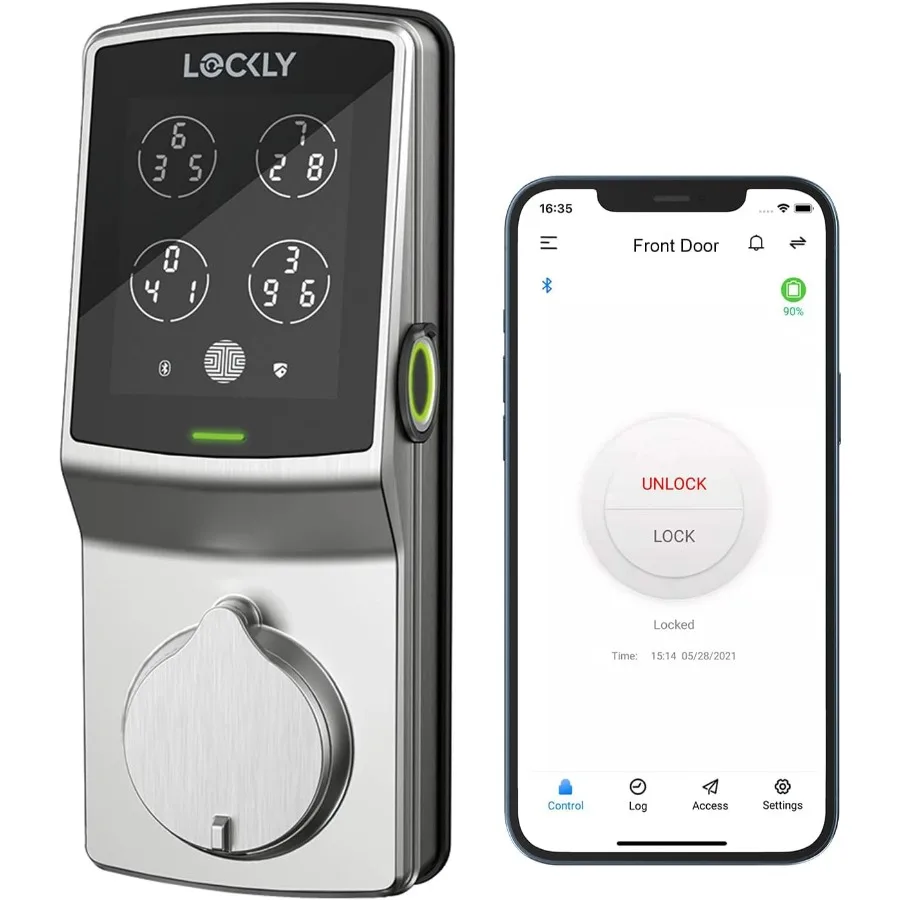 

Умный дверной замок Secure Plus Bluetooth с бесключевым доступом и PIN-кодом ® Цифровая клавиатура с 3D-биометрическим датчиком отпечатков пальцев (фронтальный)