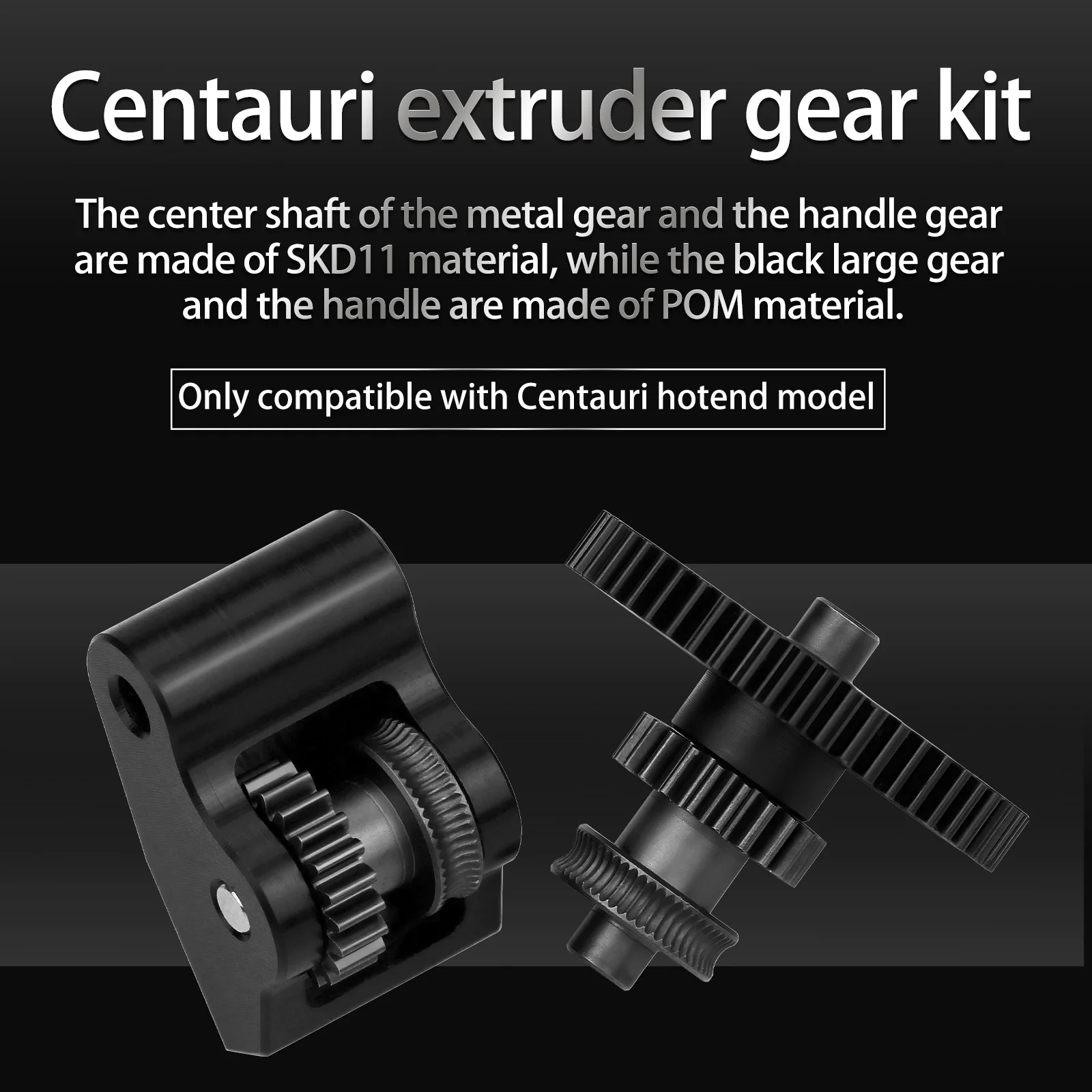 Engranaje extrusor para Elegoo Centauri, cabezal de extrusión integrado de acero endurecido, resistente al desgaste, alta dureza para Centauri Carbon