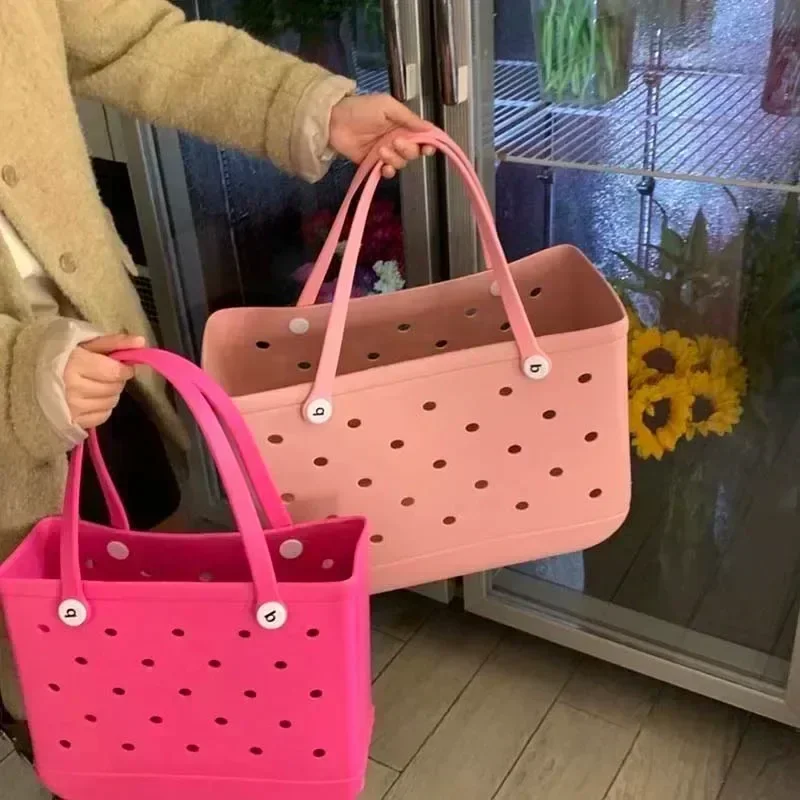 XL Extra Large Beach Bag EVA Rubber Waterproof Beach Travel Picnic Storage Basket Women Shopping Handbag Sac Jelly Tote Bag