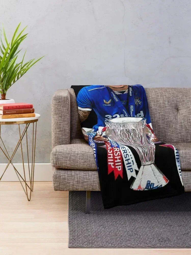 James Tavernier Celebration with Trophy Throw Blanket Softest Retros Blankets