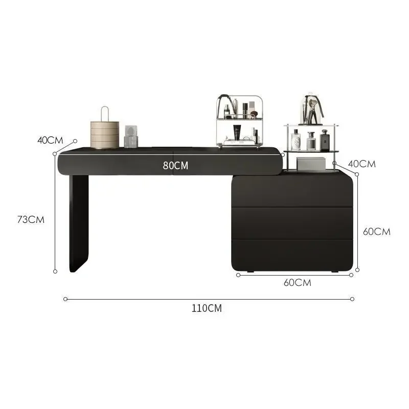 Dresser painted black Italian minimalist cream style bedroom light luxury makeup table storage cabinet