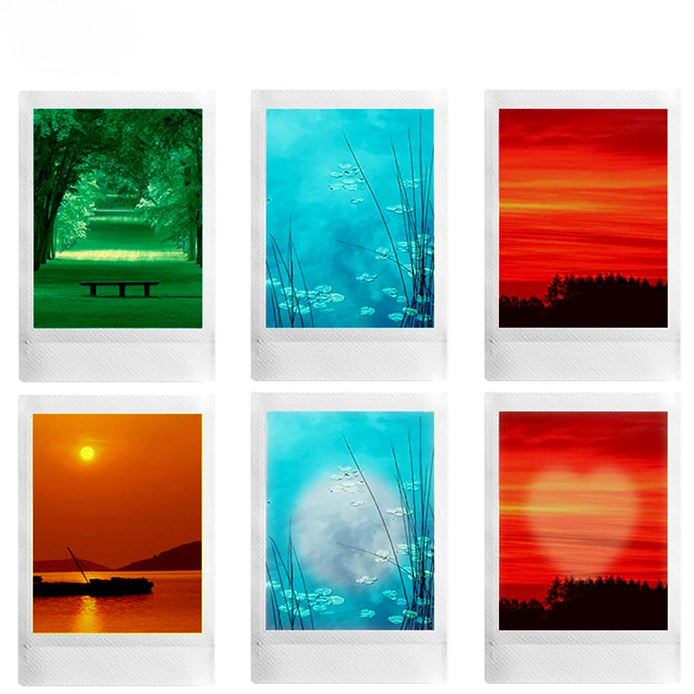 Filtro de cor do espelho para Fujifilm Instax Mini 12 câmeras instantâneas filme, acessórios fotográficos coloridos, lente, novo, 4 pcs set, 6 pcs