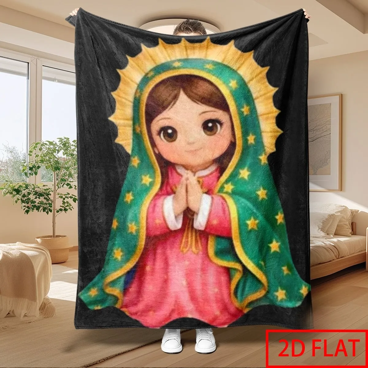 Beautiful Religious Icon Art Throw Blanket Catholic Faith Spiritual Gift for Nursery or Living Room Decor