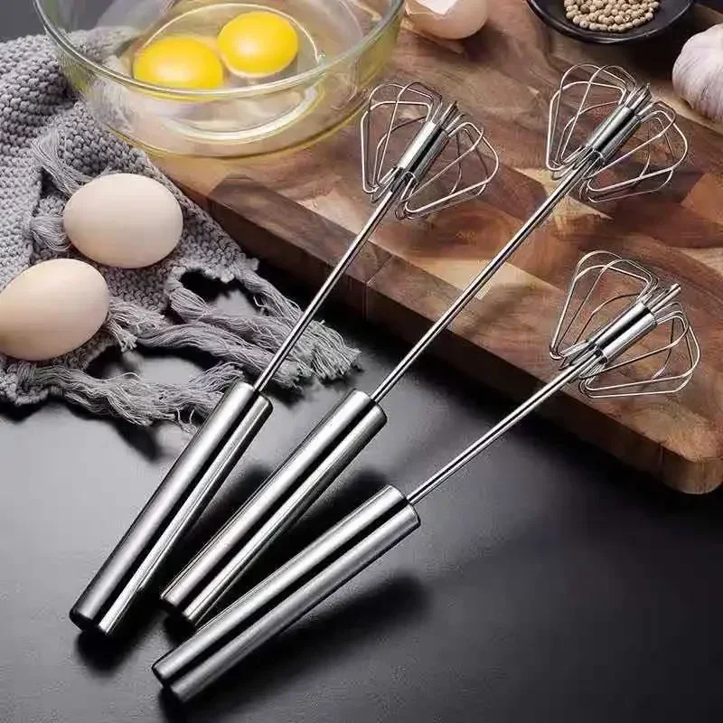 Stainless Egg Beater Semi-automatic Rotating Egg Tools Manual Egg Stiring Cream Whisk Hand-held Mixer Kitchen Baking Tools