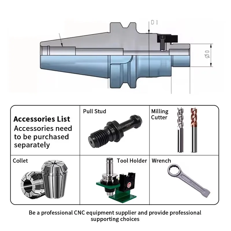 BT40 Flat-Type CNC Milling Tool Holder, Cutter Head, Lathe CNC Machining Center Extended FMB High-Precision Tool Holder