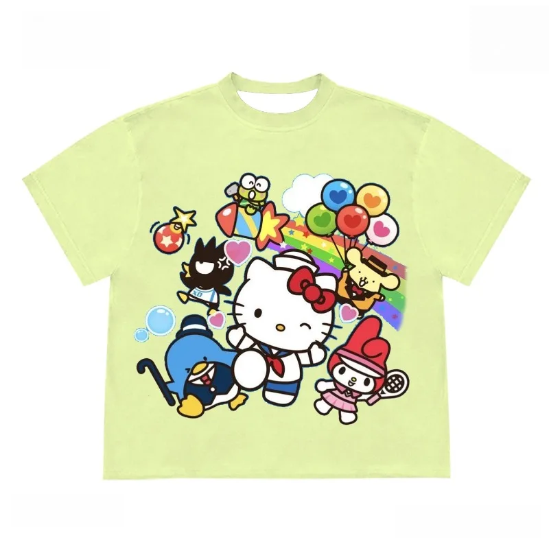 

Новая быстросохнущая футболка с короткими рукавами и 3D-принтом 2025Hello Kitty&Friends из дышащей ткани, милая и повседневная футболка