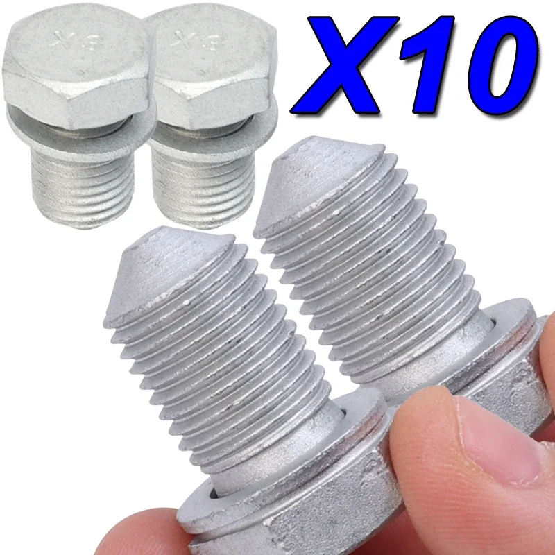 1-10 Sets Universal Car Oil Drain Screw Bolt Oil Drain Sump Plug Washer for VW Golf GTI Jetta Passat Tiguan Engine Screw Bolts