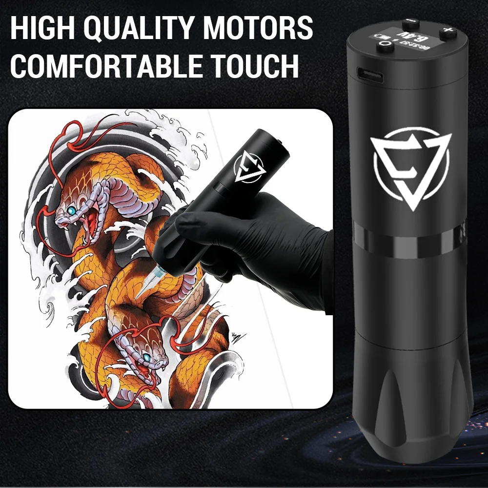 OZER-Kit de tatouage sans fil, stylo, machine à tatouer, 9000 tr/min, 1800mAh, LED numérique, moteur à entraînement direct, odor, fournitures