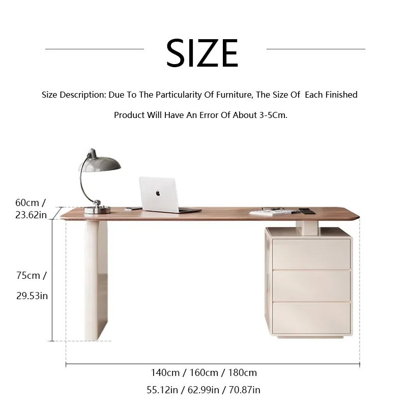 مكتب زاوية خشبي مستدير على الموضة الحديثة مع خزانة تخزين بأدراج، مكتب كمبيوتر، طاولة كتابة معاصرة للمكتب المنزلي #6