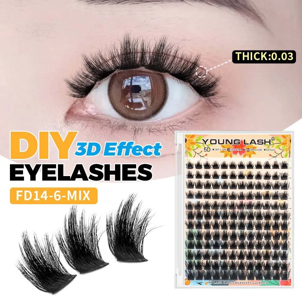 Segmented C Curl False Eyelashes 10-18mm DIY Individual Cluster Eyelashes Oblique Winged Natural Eyelashes Extensions Women