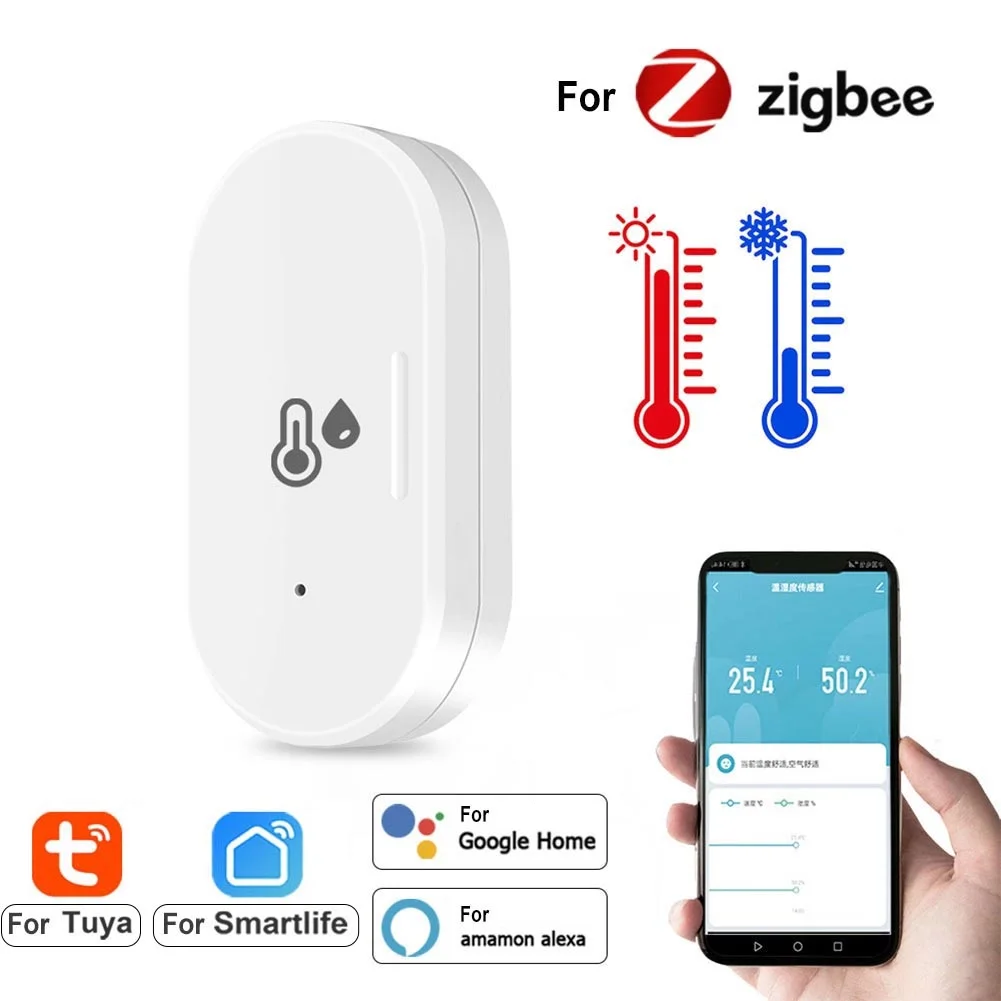 Tuya Mini Zigbee Temperature Sensor Detector With Battery Real-time Remote Control Indoor Humidity Work With Alexa Google Home