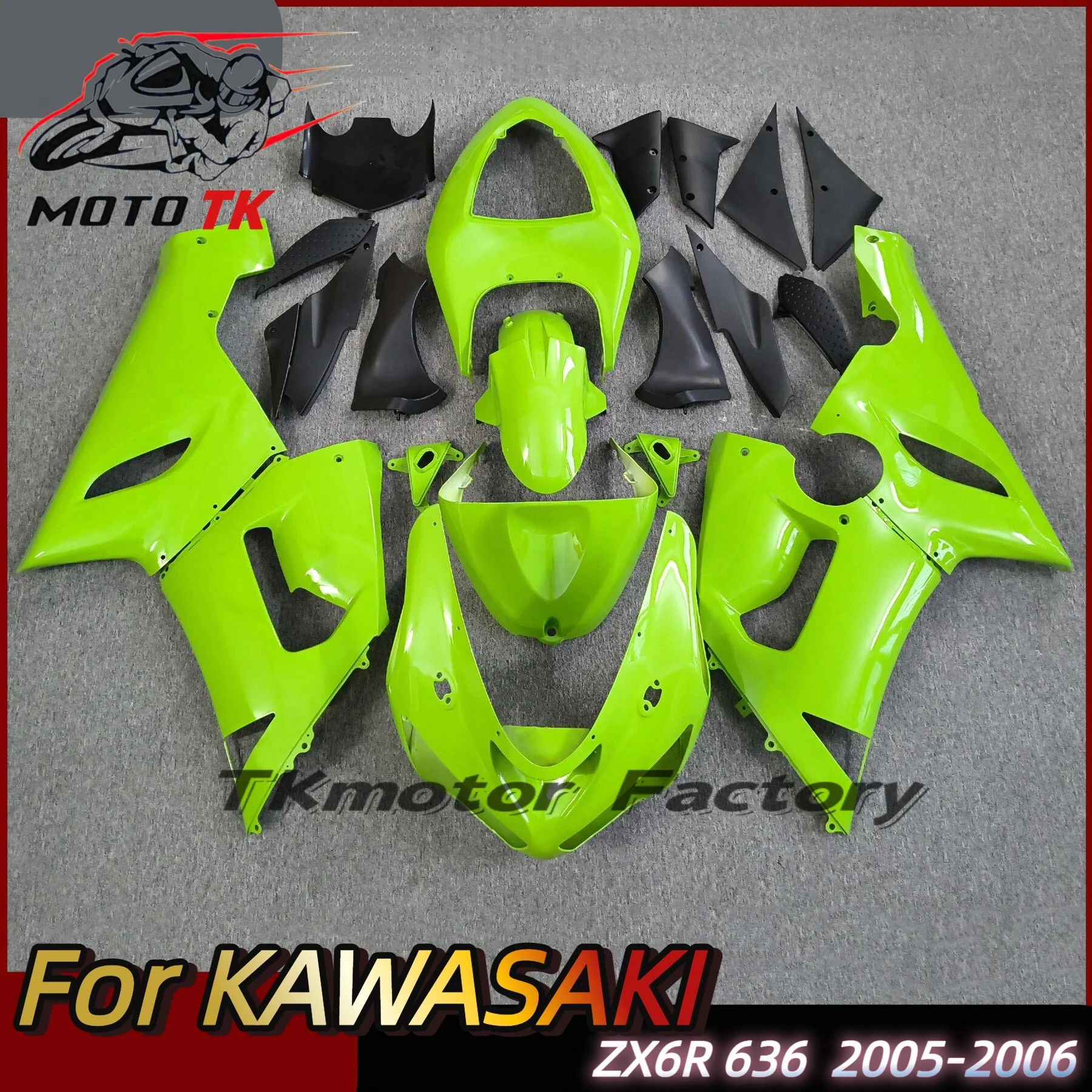 

For KAWASAKI ZX6R ZX-6R ZX-636 2005 2006 High Quality Fairing Kit Fluorescent Green Bodywork Set ABS Plastic