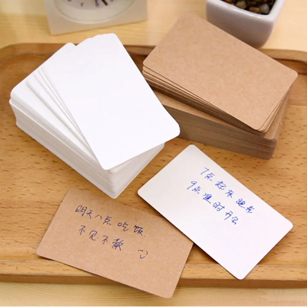 100pcs Paper Word Cards Blank Rounded Corner Message Card Boxed Student Diy Graffiti Postcard Word Card Creative Stationery