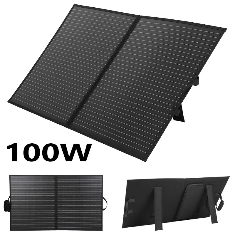 

100W Portable Solar Panel, Lightweight Foldable Solar Panels with an Adjustable Kickstand, IP68 Waterproof Solar Charger
