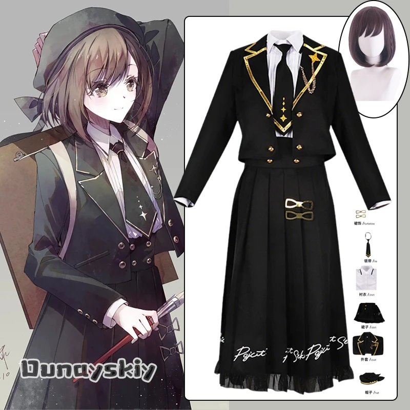

Shinonome Ena Cosplay Anime Project PJSK Sekai March Enanan Costume Black Uniform Suit Skirt Role-playing Women's jiakei Dresses