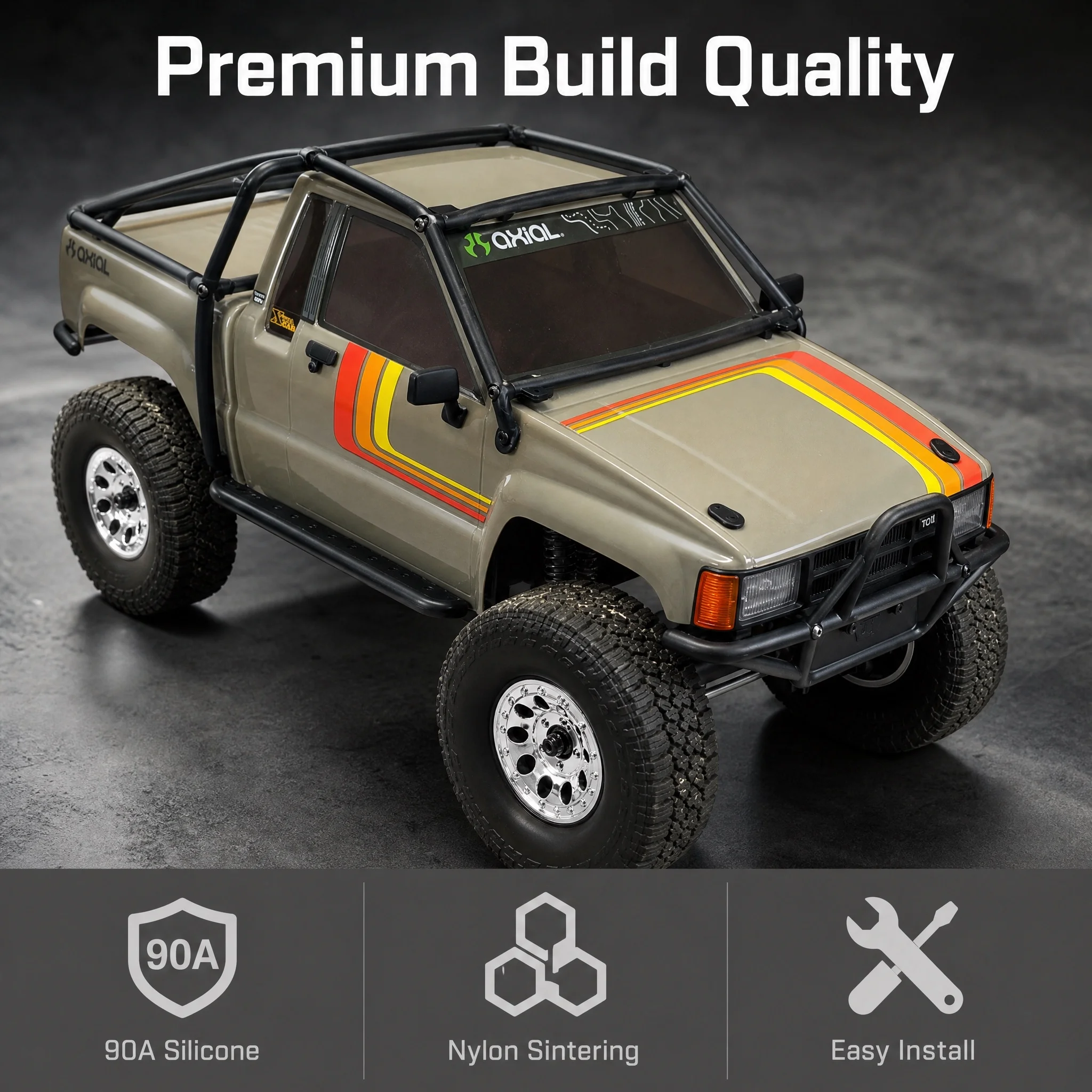 axial-scx10-iii-sr5用サイドミラー＆ドアハンドルキット。シリコンとナイロン製。1-10スケールrcクローラーのボディシェル用アップグレードパーツ。