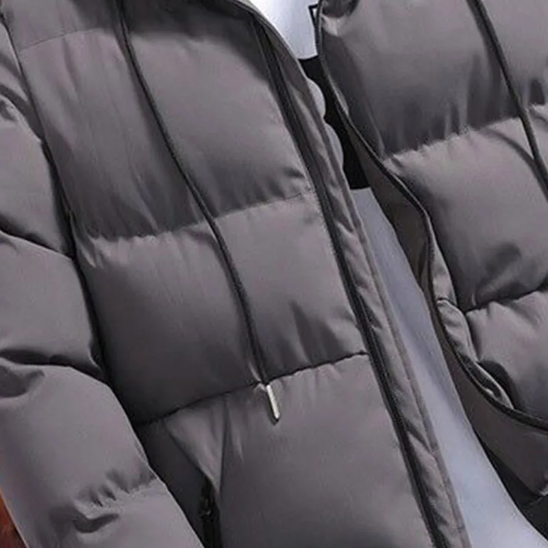 Harajuku Parkas de manga comprida masculina, Tops finos, casacos engrossados casuais com zíper, roupas soltas, inverno, moda KPOP