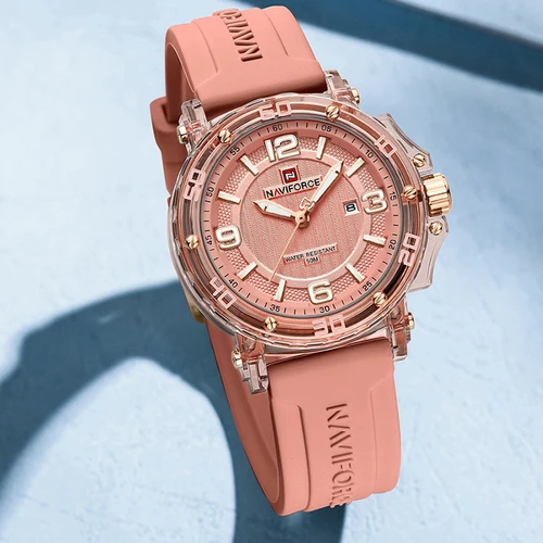 Imagen 2 del producto Marca superior NAVIFORCE, reloj de mujer con movimiento de cuarzo resistente al agua, elegante correa de exhibición luminosa de silicona, relojes para mujer, regalos 2025