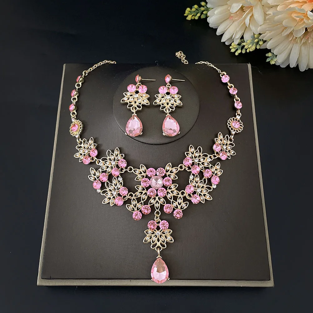 

1Set Bridal Necklace Earrings Tiara Crown Set Wedding Jewelry for Bride Bridal Accessories Engagement Birthday Banquet