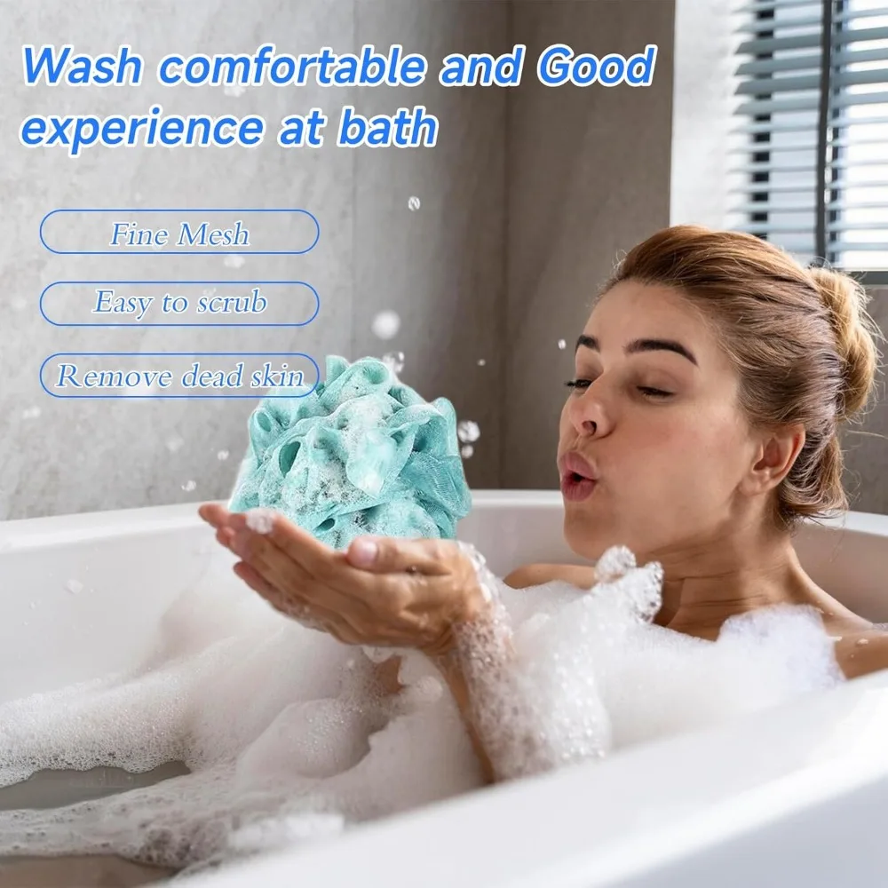 إسفنجة استحمام لوفاه 50 جرام، إسفنجة استحمام للاستحمام، كرة وسادة شبكية مقشرة، 4 ألوان، منظف للجسم، منظف خلفي