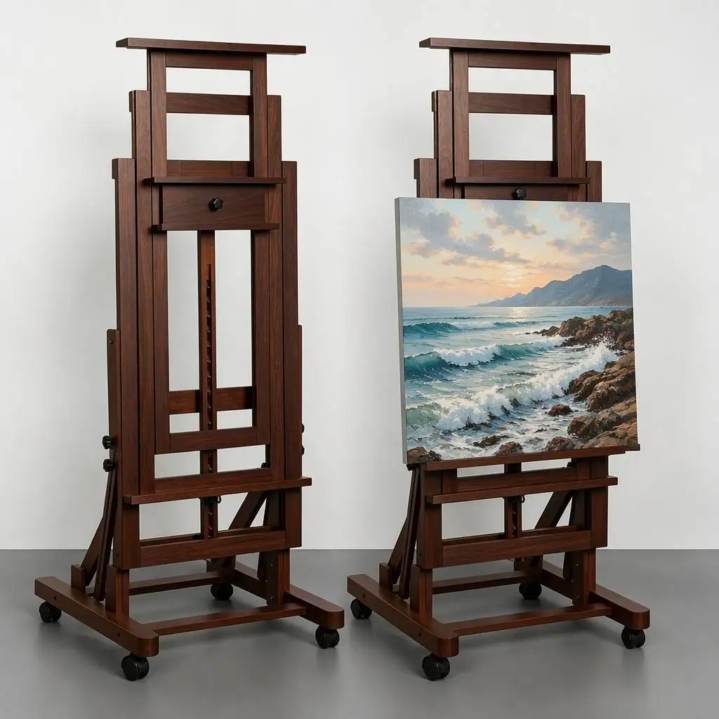 Movable Large H-Frame Painting Easel Artist Studio Easel Heavy Duty Art Easel Stand for Adults Solid Beech Wood Easels Canvas
