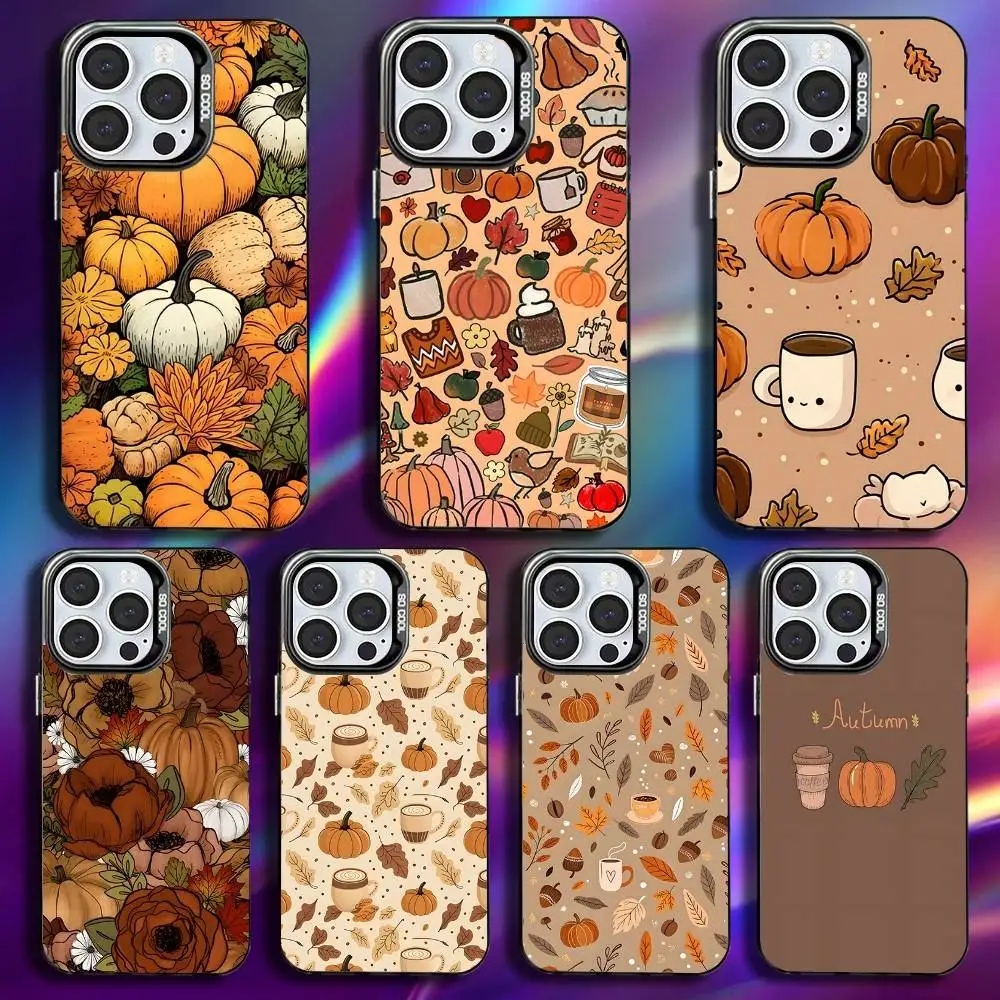 

Autumn leaves pumpkin Phone Case For iPhone 17,16,15,14,13,12,11,Pro,Max,Plus,Mini,XS,SE Anti Fall Black Matte Hard Bumper