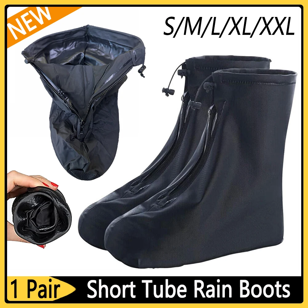 1Pair Motorbike Rain Shoe Covers Waterproof Non-Slip Shoe Rain Boots Wear-Resistant Sneakers Protector Portable Overshoes