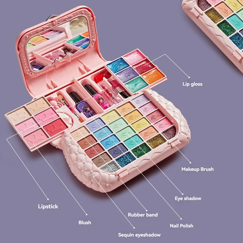 Giocattoli di bellezza per bambini Kit per il trucco piccola borsa lavabile finta gioca Set di cosmetici giocattoli con specchio Non tossico e sicuro