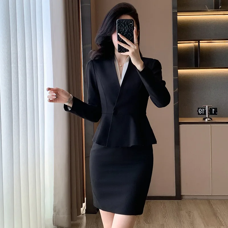 Women's Suit Set Autumn Winter New Style Elegant Hotel Reception Formal Wear Beauty Salon Jewelry Store Commuting Workwear