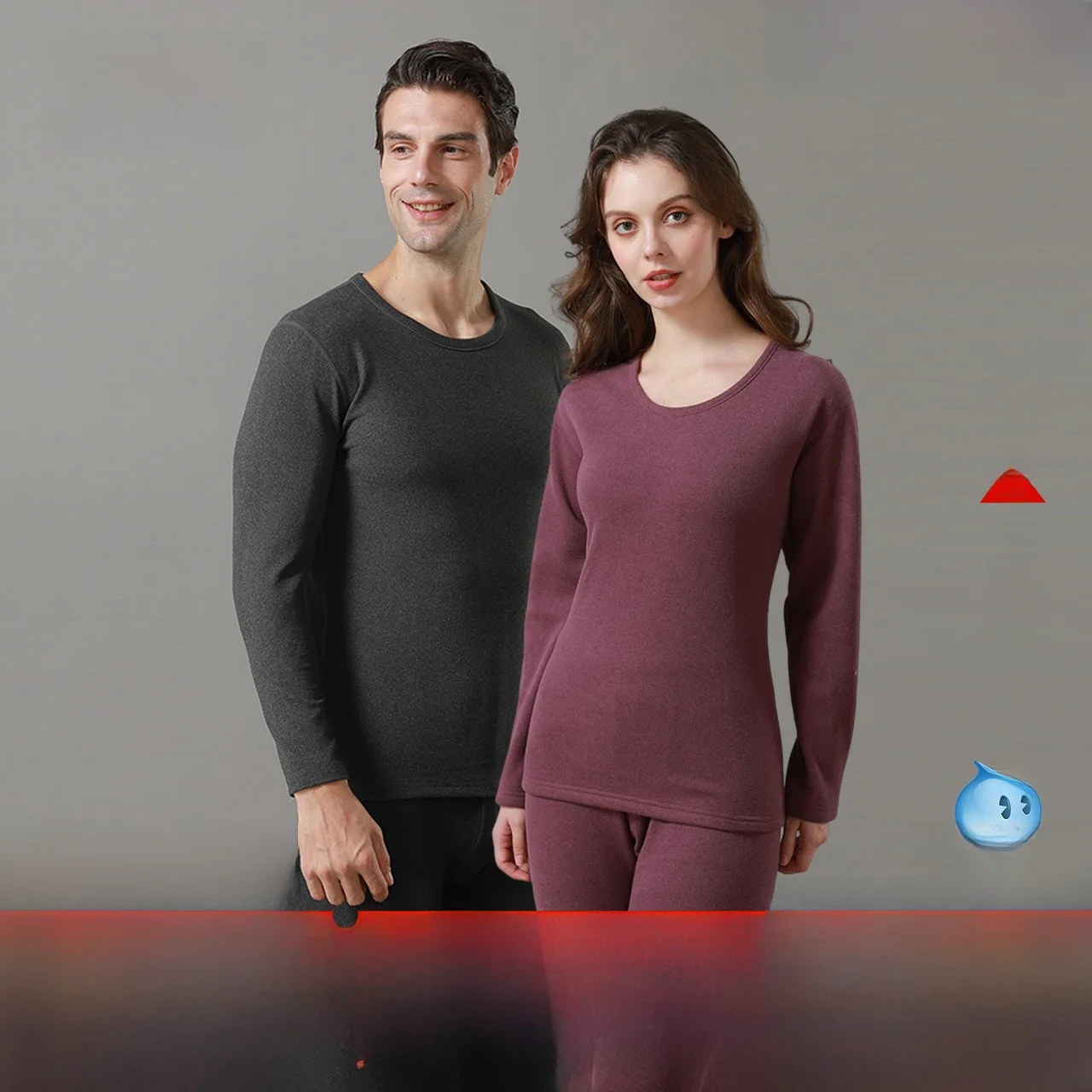 

Snow Flng Winter New Couple Thermal Underwear Set Elastic Comfortable Slim Fit round Ne Thi Warm Home Clothes for Men