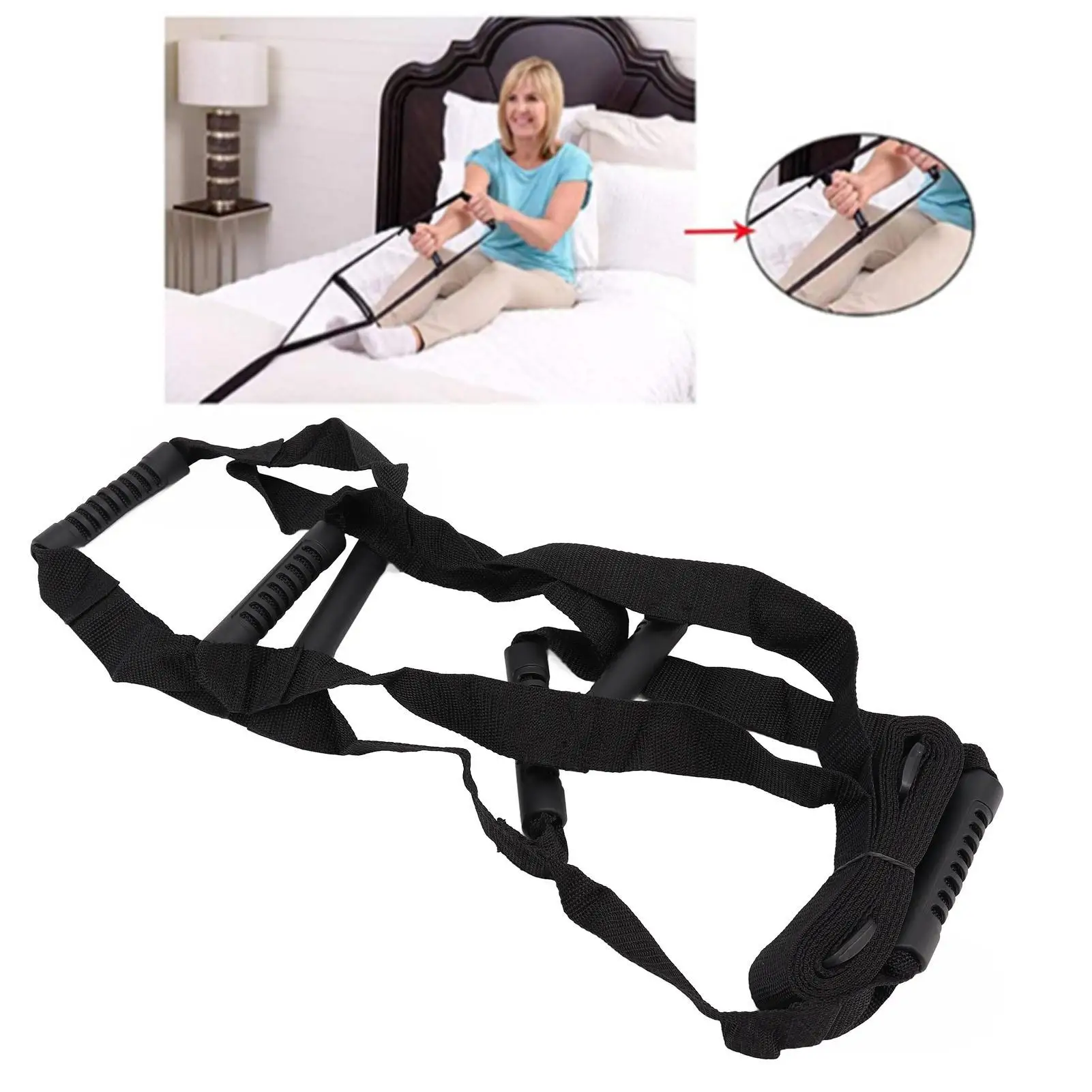 Ladder Assist Strap with 6 Handles - Anti-Slip Nylon Pull-Up Helper for Beds & Hospitals