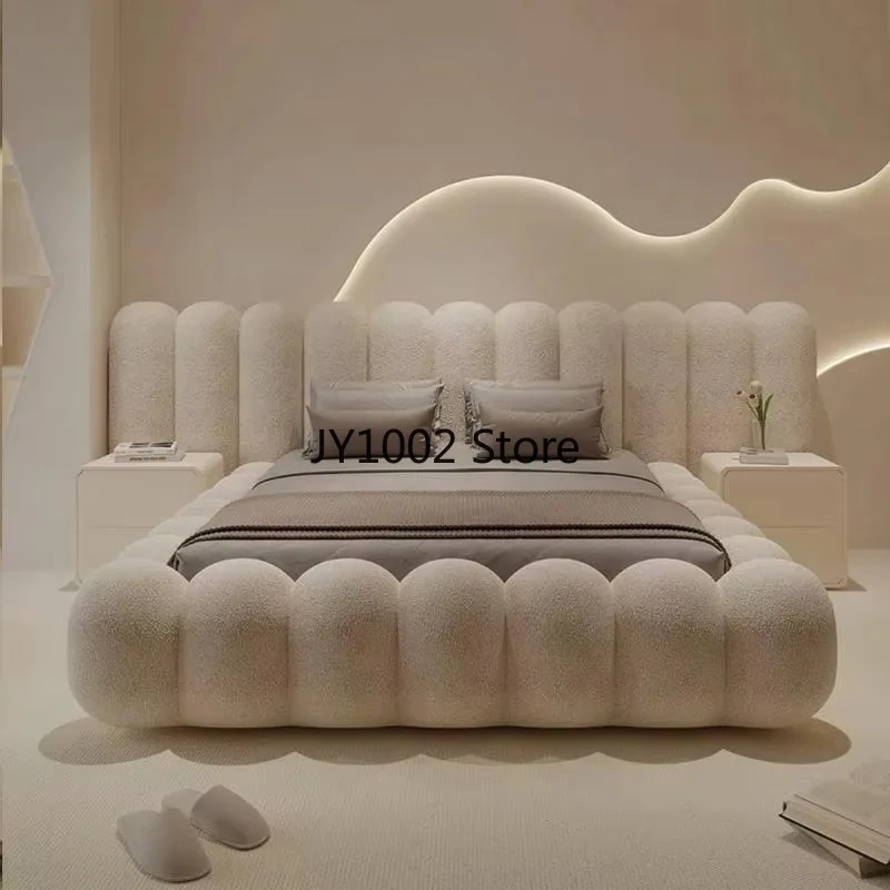 Maßgefertigte Schlafzimmermöbel Gepolsterte Stoffbetten Moderne Luxus Kingsize Queensize Doppelbetten Holzbettrahmen