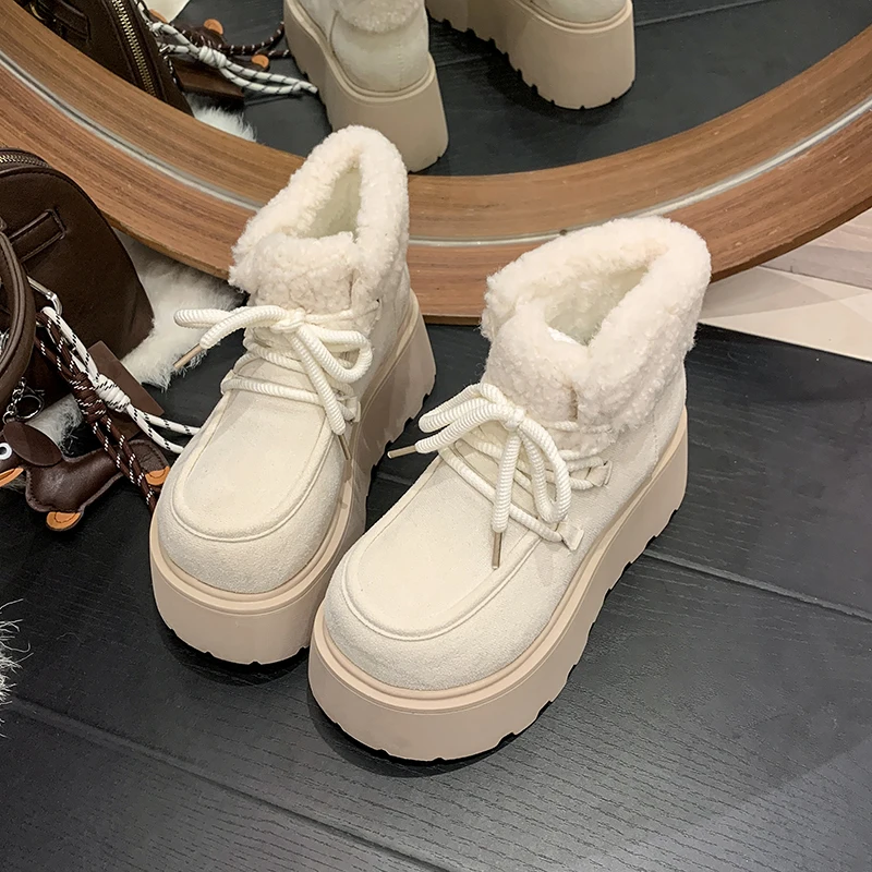 النساء أحذية الثلوج موضة سميكة وحيد حذاء كاجوال جودة أفخم الدفء الشتاء الأحذية للمرأة رائعة حذاء بوت بطول الكاحل بوتاس Mujer