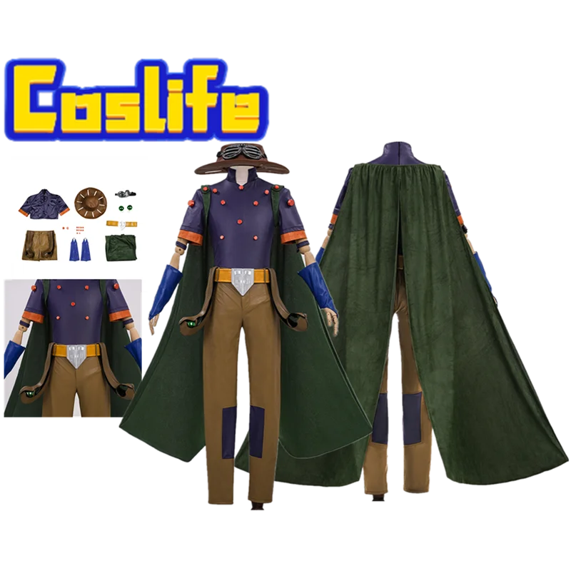 

Костюм для косплея Аниме Фантазия Гайро Зеппели для взрослых мужчин: кепка, футболка, брюки, плащ, шляпа, пояс, наряд для Хэллоуина, карнавала, вечеринки