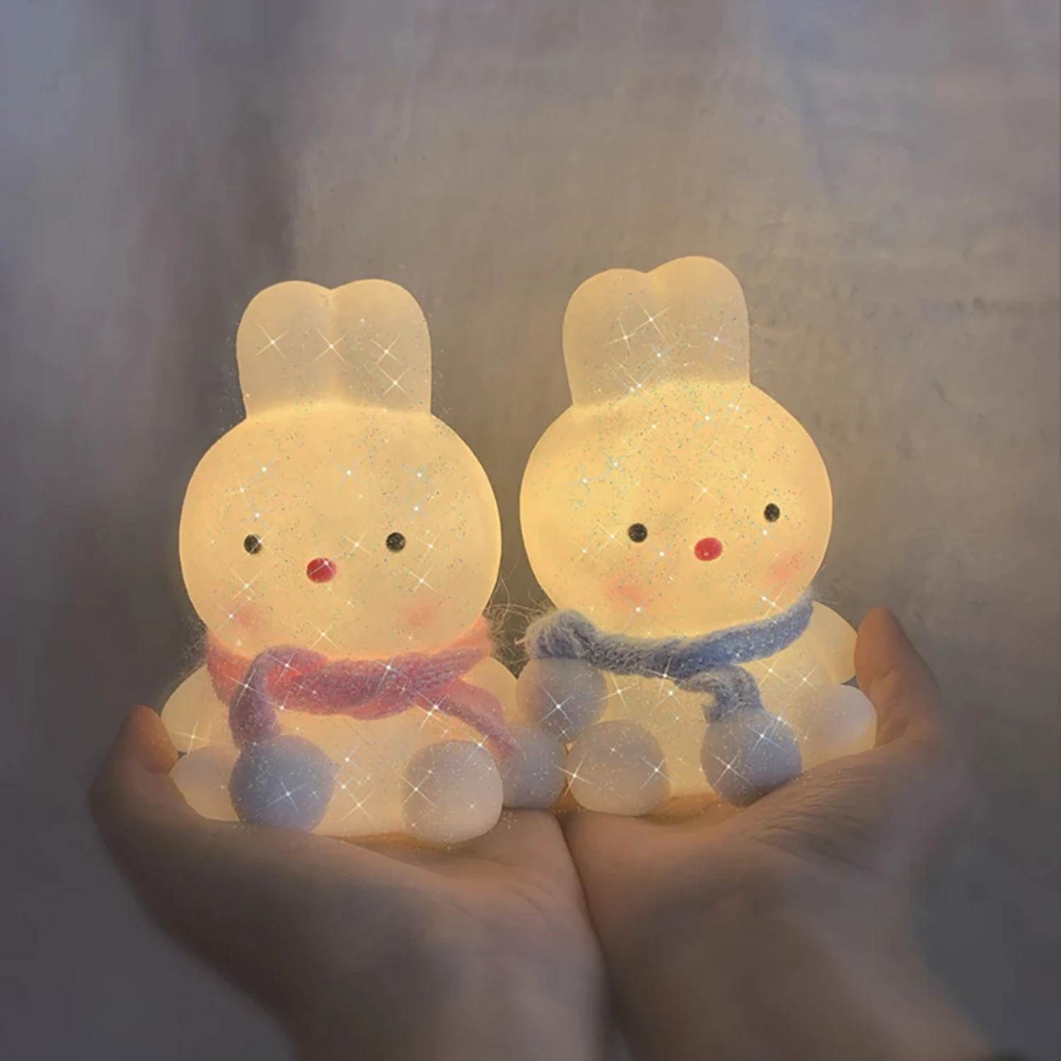 Adorable Cartoon Rabbit LED Night Light for Cute Children's Bedroom - Soft Warm Atmosphere Lamp, Perfect Silicone Moonlight Floo